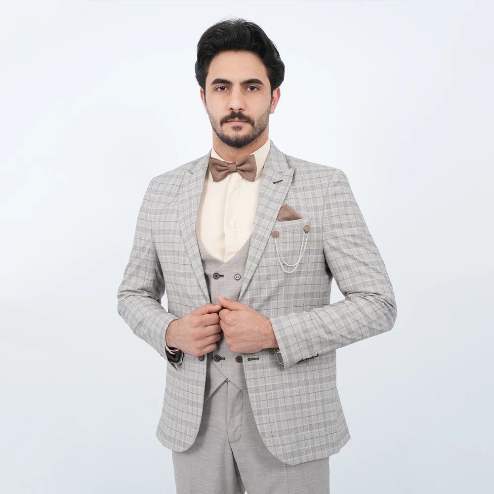 Costume fantaisie 3 pièces pour homme, porté de face