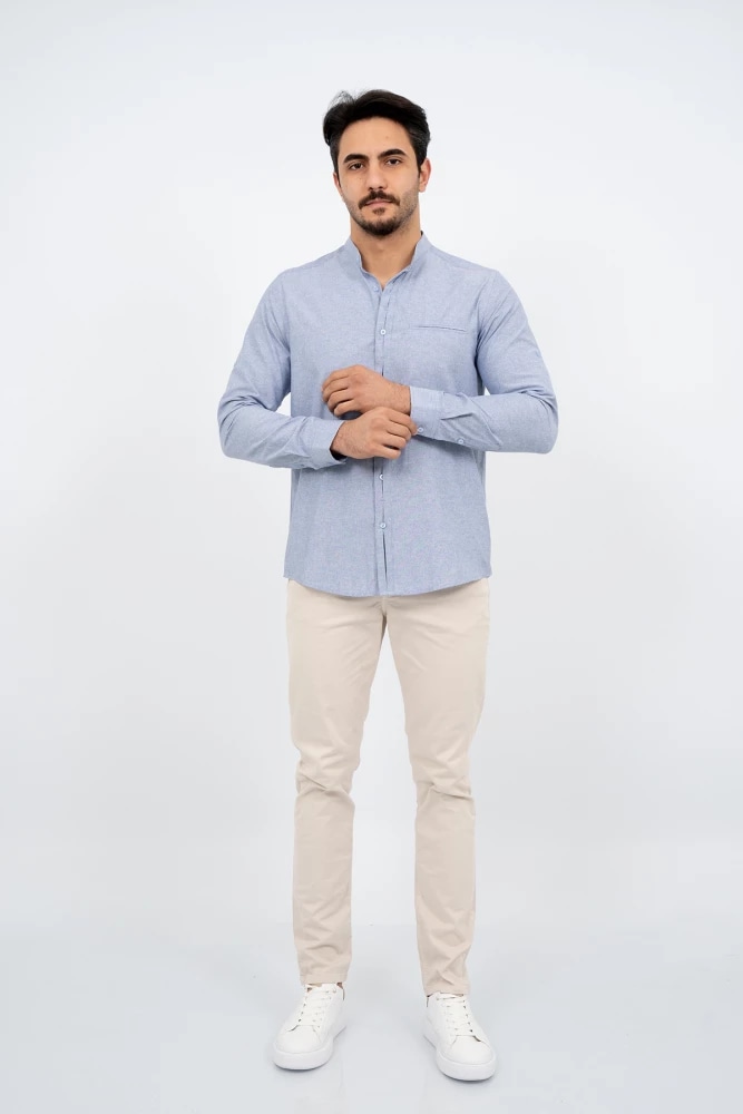 CHEMISE COL OFF — BLEU JEAN