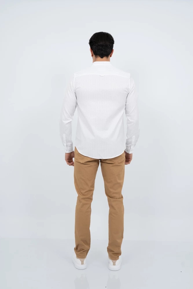 CHEMISE ML COL OFF — BLANC/NOIR