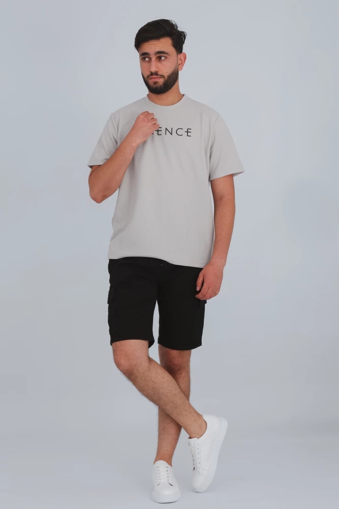 BERMUDA CHINO A POCHE RAGLANTS — Noir