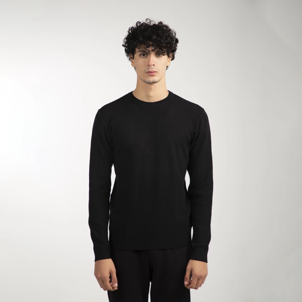 PUL LAINE COL ROND — Noir