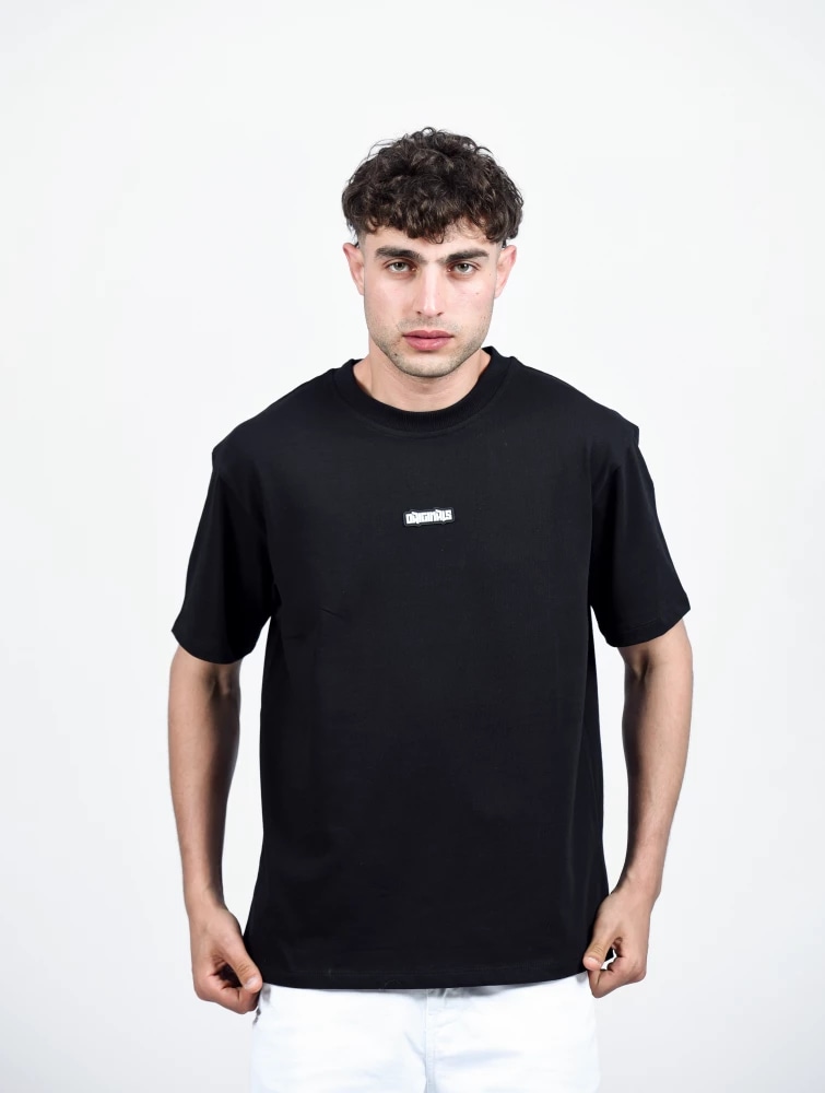 T-SHIRT AVEC POCHE ET ANIMATION — Noir