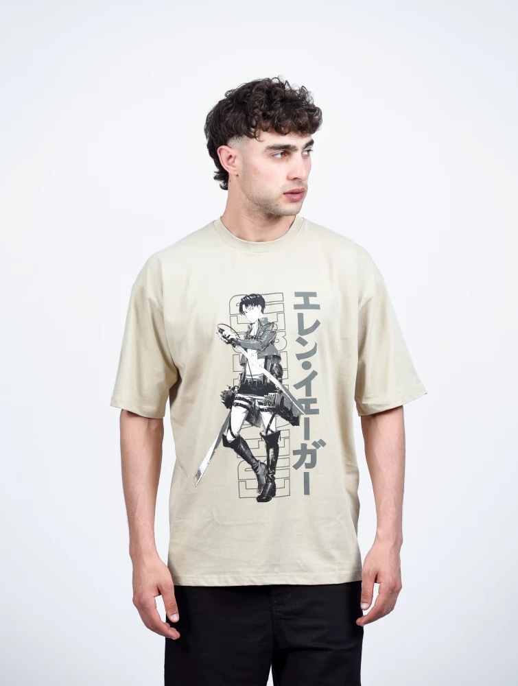 T-SHIRT MC AVEC ANIMATION — beige