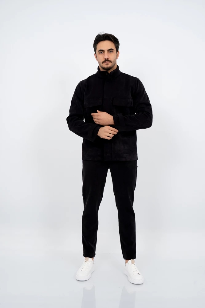 BLOUSON A POCHES PLAQUEES — Noir