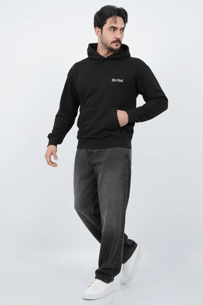 SWEAT SHIRT AVEC CAPUCHE ANIMATION EN DOS — Noir