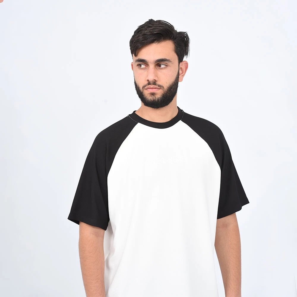 T-SHIRT MC BICOLORE OVRSIZE — blanc